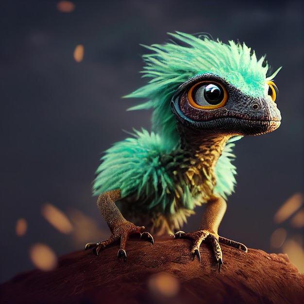 cute and adorable green velociraptor