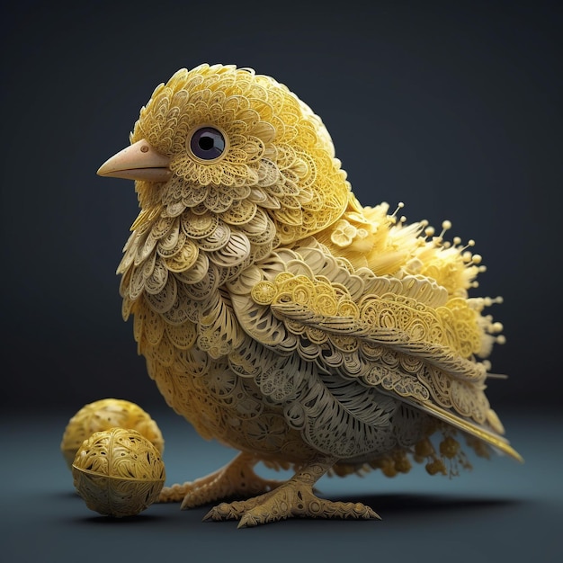 a cute and adorable little chick made of lemon highly detailed