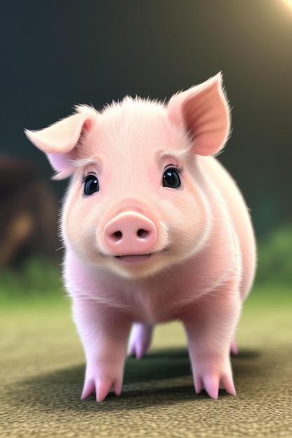 Cute adorable little pig cub Generative AI