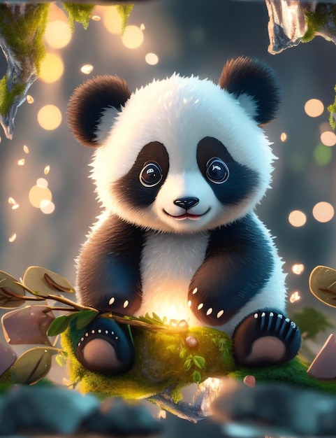 Photo cute adorable panda illustration