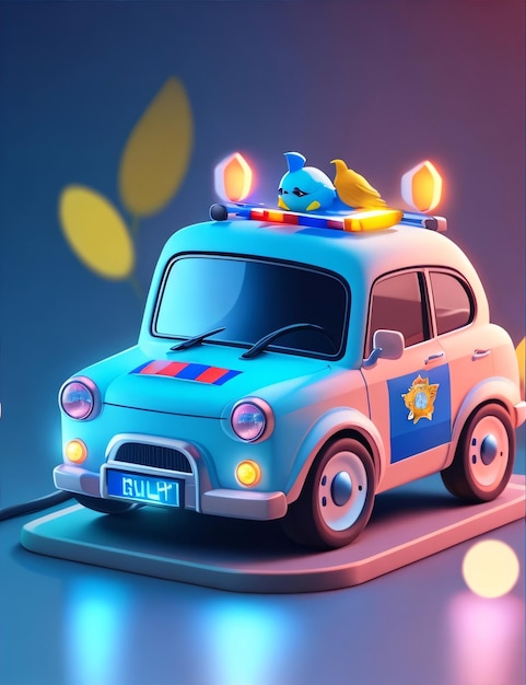 Cute Adorable Police Car Illustration
