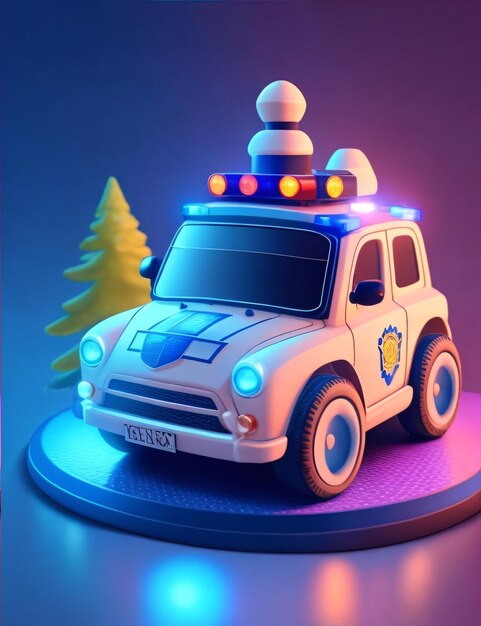 Cute Adorable Police Car Illustration