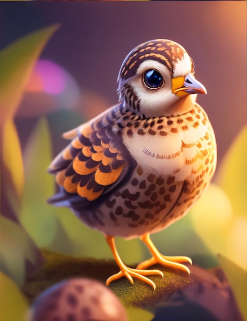 Cute Adorable Quail Illustration