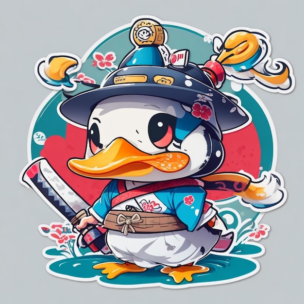 Cute and adorable samurai Duck