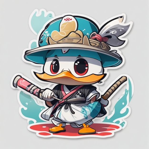 Cute and adorable samurai Duck