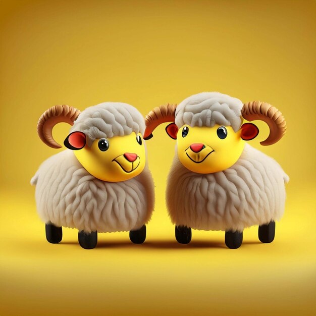 a cute adorable sheep character stands in nature in the style of childrenfriendly cartoon animatio