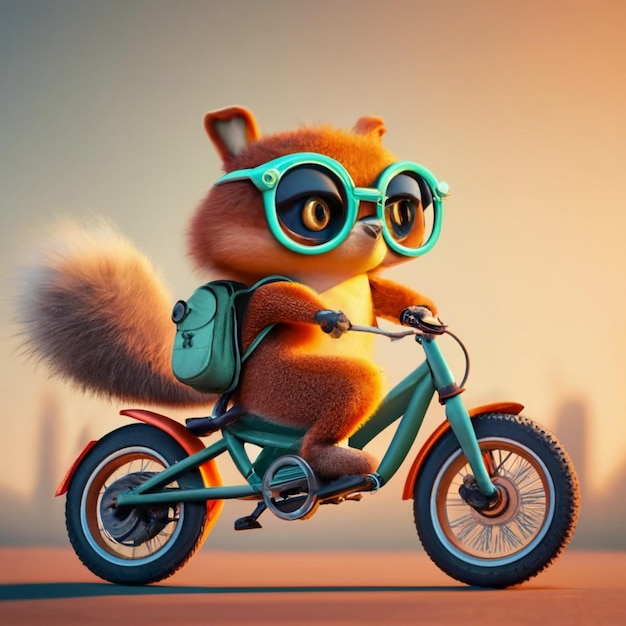 Cute adorable squirrel on scooter as food delivery worker