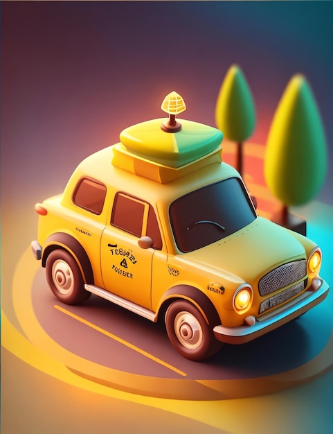 Cute Adorable Taxi Illustration