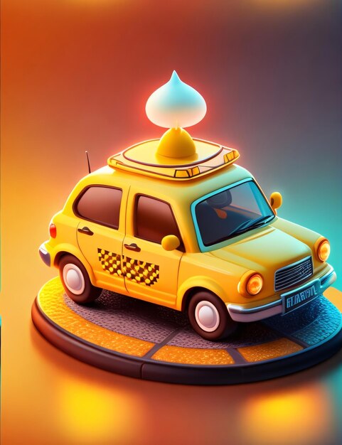 Cute Adorable Taxi Illustration