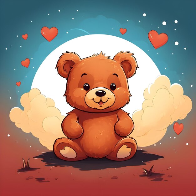 Photo cute amp adorable teddy bear with face expressions in comic illustration design style