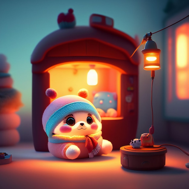 Cute and adorable toy in cozy interior