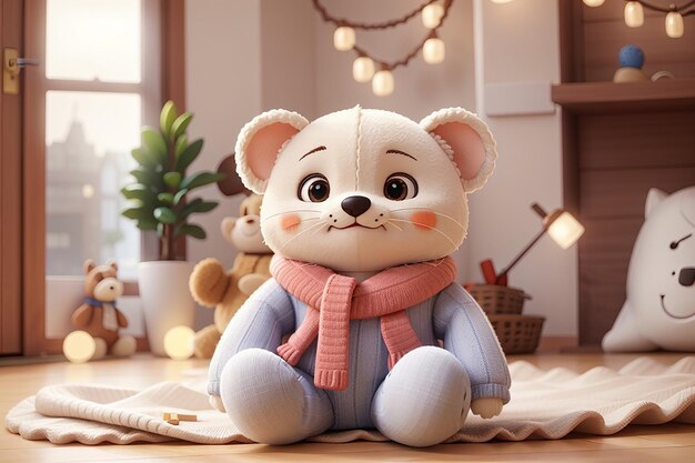 Photo cute and adorable toy in cozy interior