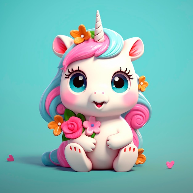 Cute and adorable unicorn 3d