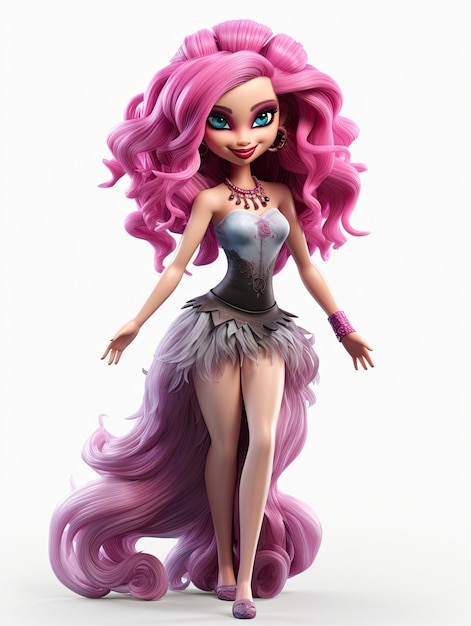 cute adorable young stunning glamour monster high girl with lush hair presenting pose