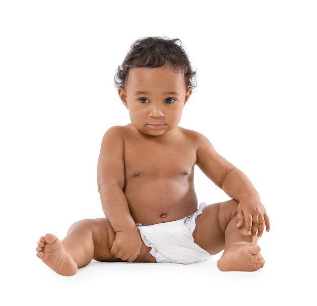 Cute African-American baby isolated on white