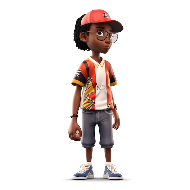 Cute african american little boy wearing baseball cap and glasses