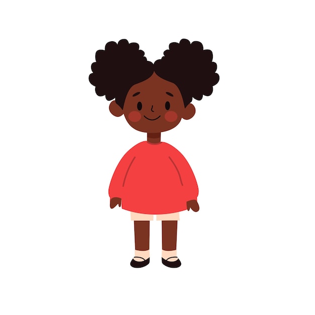 Photo cute african american little girl cartoon character vector illustration