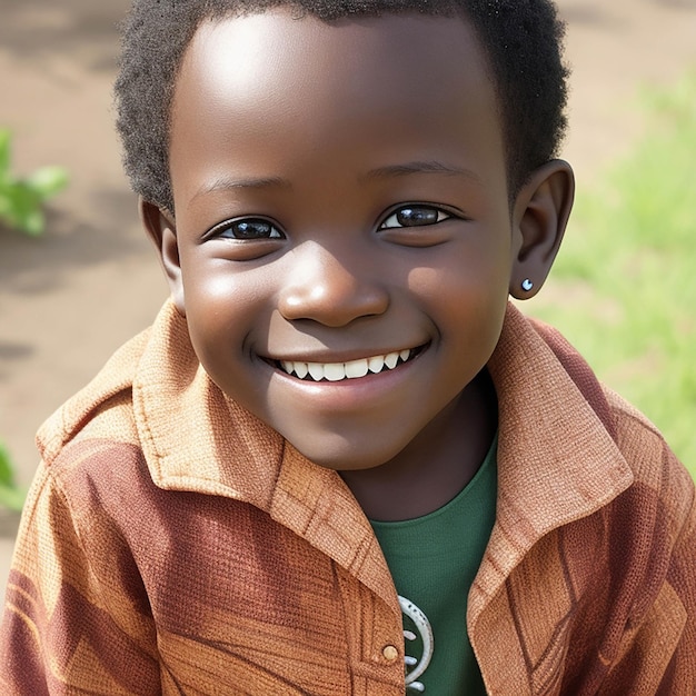 Photo cute african american little kid boy smiling generated by ai