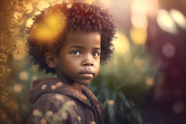 Cute afroamerican little boy close up portrait