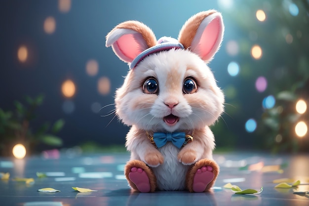 Милый мультяшный кролик, созданный искусственным интеллектом