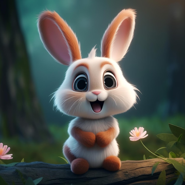 Cute ai generated cartoon bunny