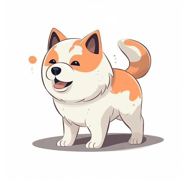 かわいい秋田犬ボール遊びベクトル漫画