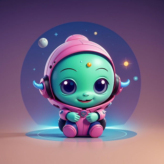 Cute alien hug planet cartoon vector icon illustration science technology icon concept isolated flat