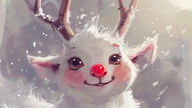 cute allwhite rudolph full page closeup