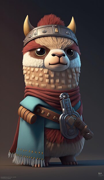 Cute Alpaca Animal Warrior 3D Game Model Generative AI