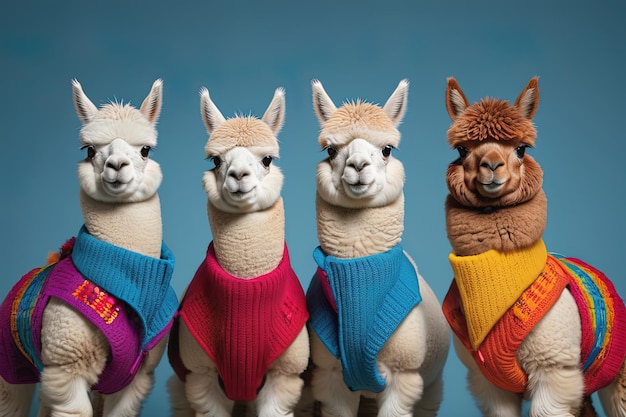 Foto le alpaca carine indossano il giubbotto