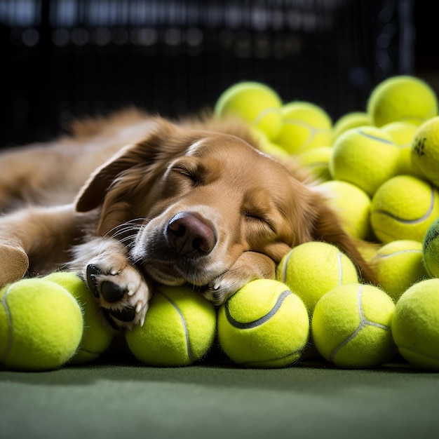 Cute animal baby on the tennis ground sport