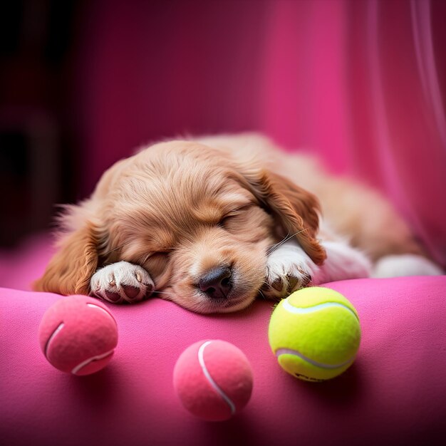 Cute animal baby on the tennis ground sport