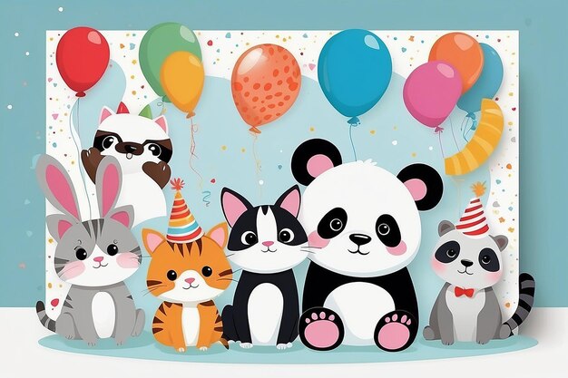 Photo cute animal birthday card