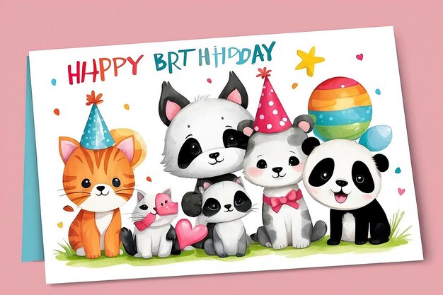 귀여운 동물 생일 카드