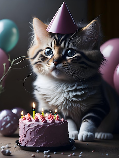 Foto una bella immagine di compleanno per animali