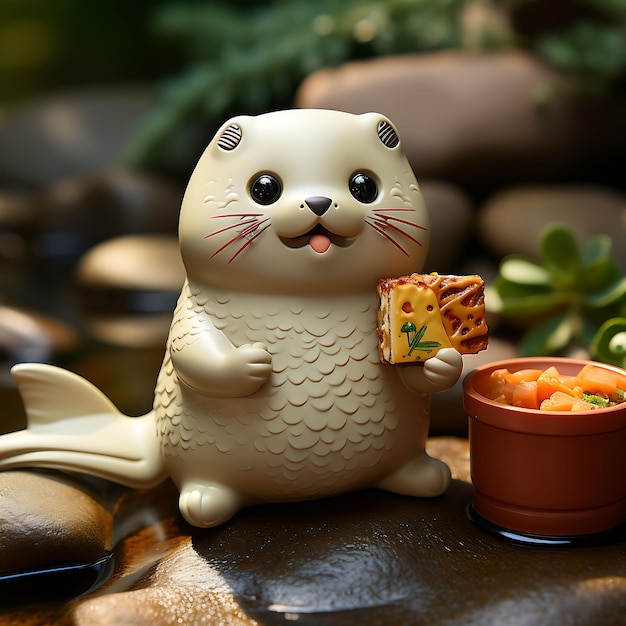 Cute animal charming 3d rendered creative simplicity in adorable fatness blender c4d clay style