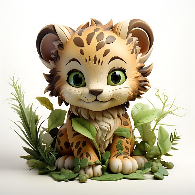 Cute Animal Charming 3D Rendered Creative Simplicity in Adorable Fatness Blender C4D Clay Style