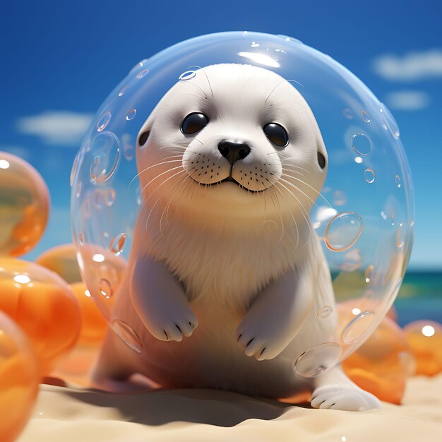 Cute animal charming 3d rendered creative simplicity in adorable fatness blender c4d clay style