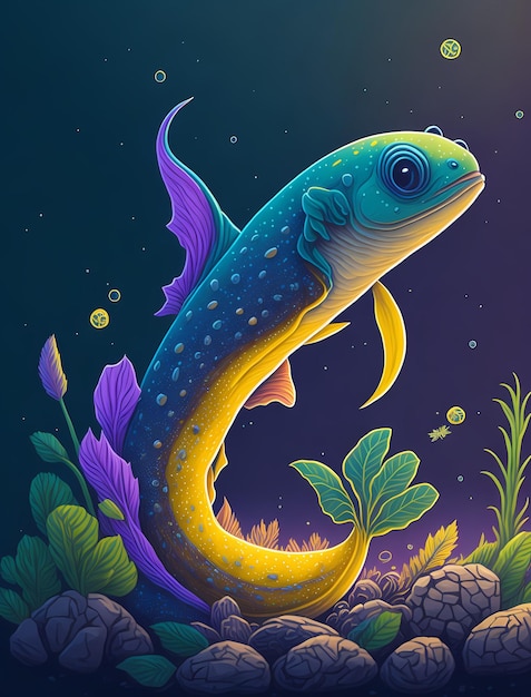 Cute Animal Eel Illustration in 3D Vector Art