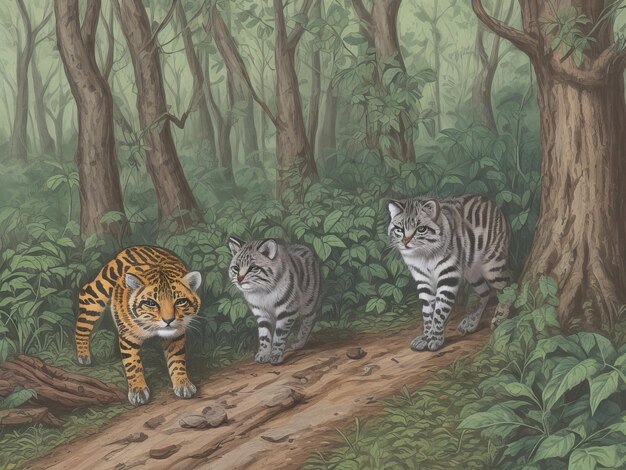 Cute Animal in the forest wildlife day illustration