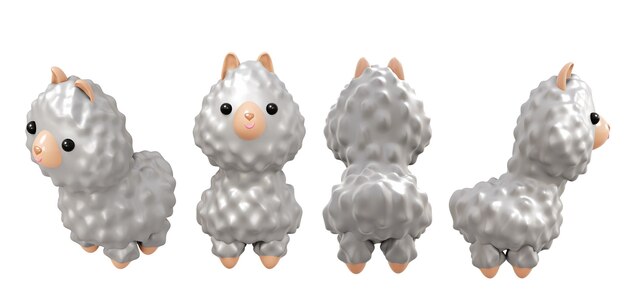 Cute Animal Lama 3D illustration alpaca