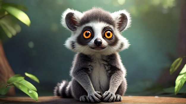 cute animal Lemur 3d cartoon