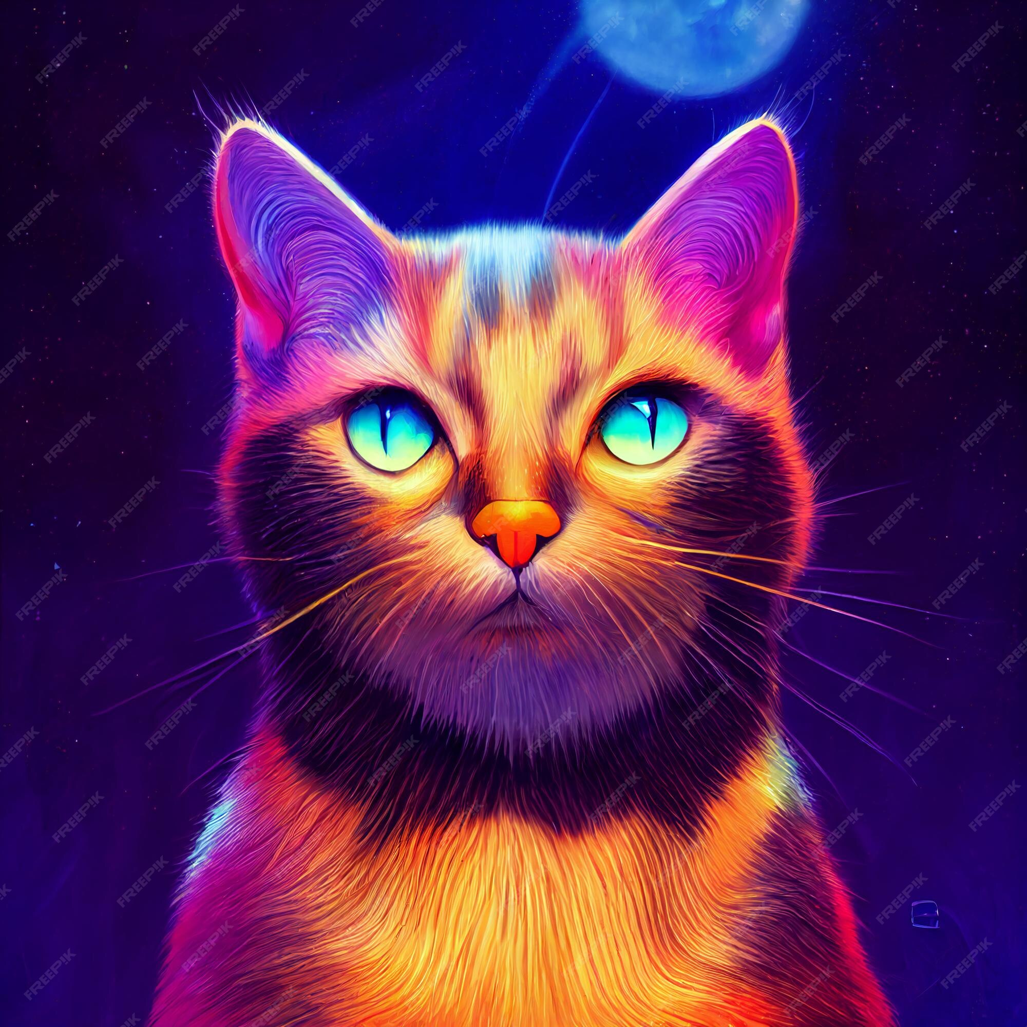 Premium Photo | Cute animal little pretty colorful cat portrait from a  splash of watercolor illustration