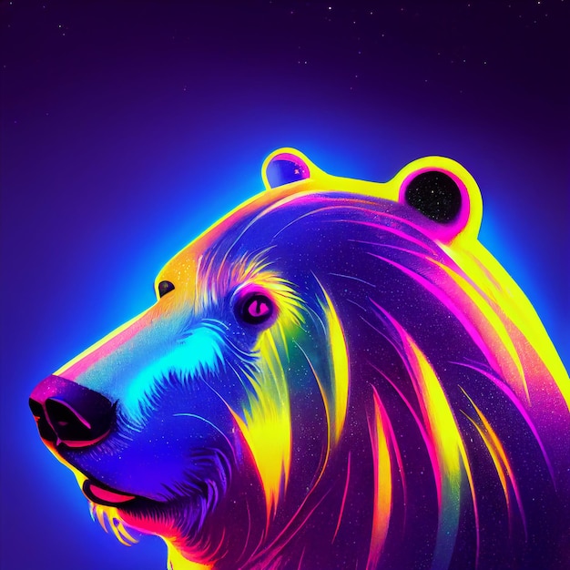 Cute animal little pretty colorful polar bear portrait from a splash of watercolor illustration