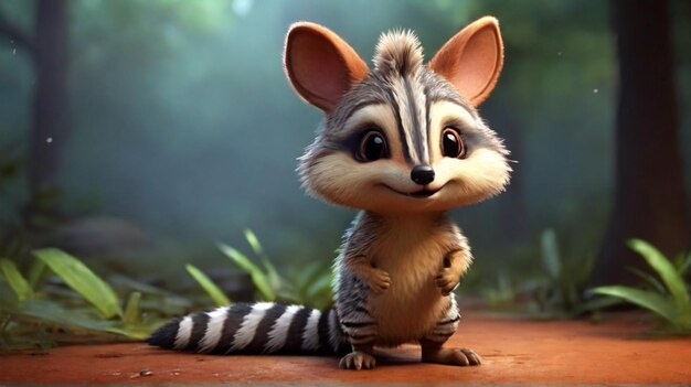 Photo cute animal numbat 3d cartoon