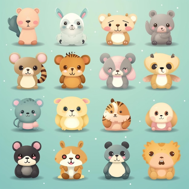 cute animal on pastel background vector