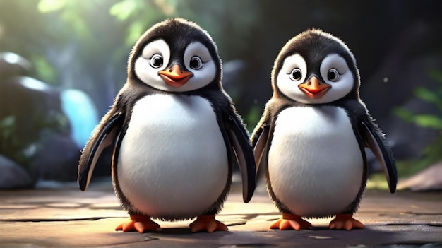 Photo cute animal penguin 3d cartoon