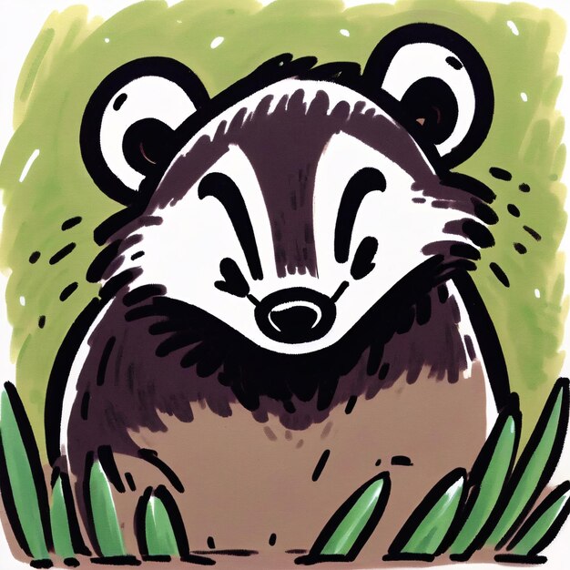 Photo cute animal vector illustration child draw badger