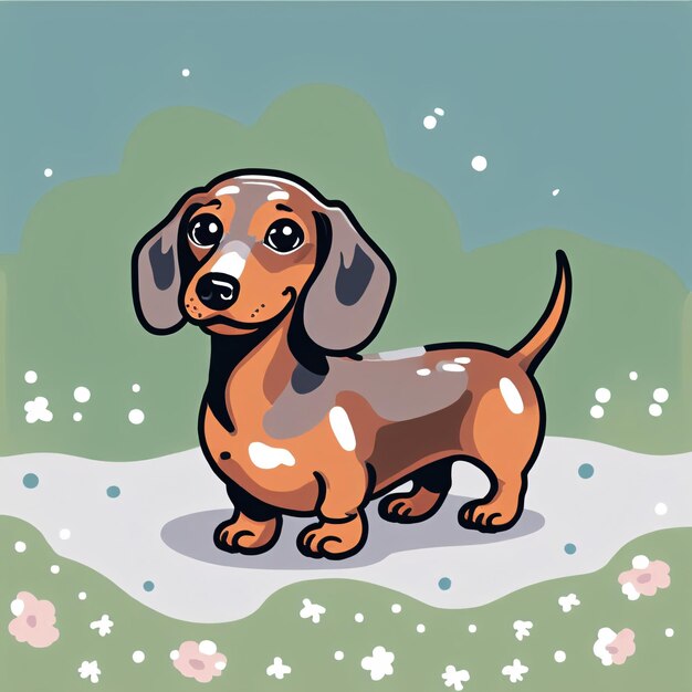 cute animal vector illustration child draw dachshund dog