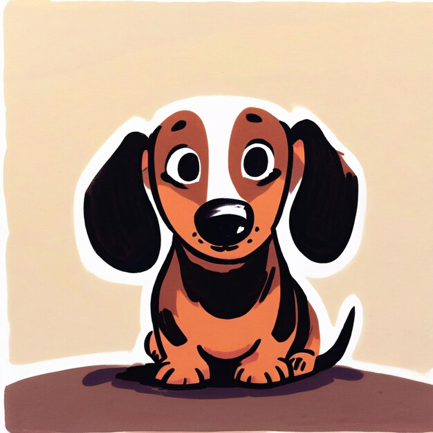 cute animal vector illustration child draw dachshund dog